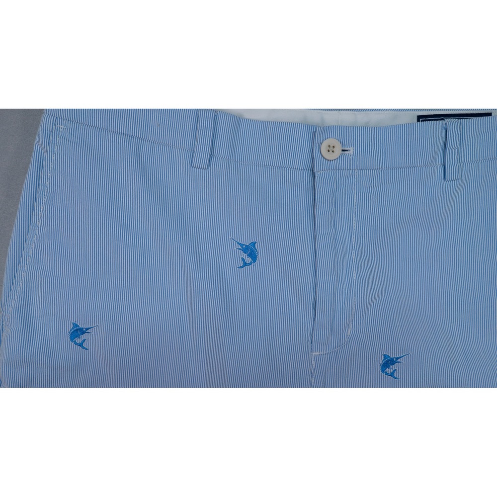 Vineyard Vines Mens 36 Seersucker Marlin Embroidered Chino Shorts Preppy Coastal - Picture 3 of 10